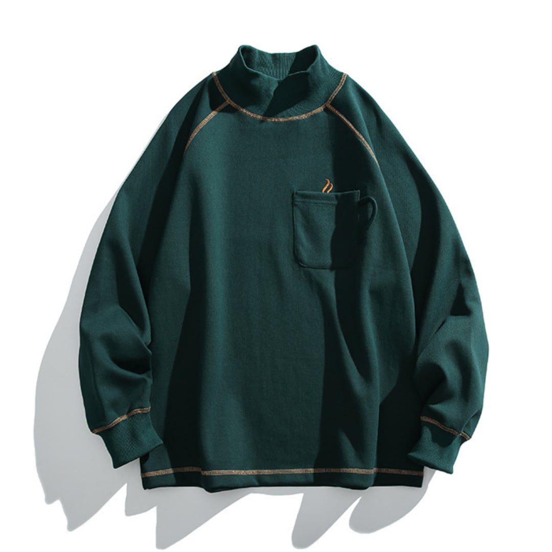 ヘビーウェイト ステッチ ハイネック長袖Tシャツ B933
