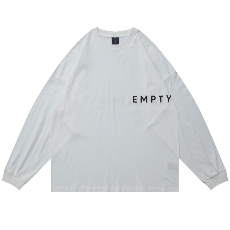 両面ロゴプリント コットン長袖Tシャツ B526