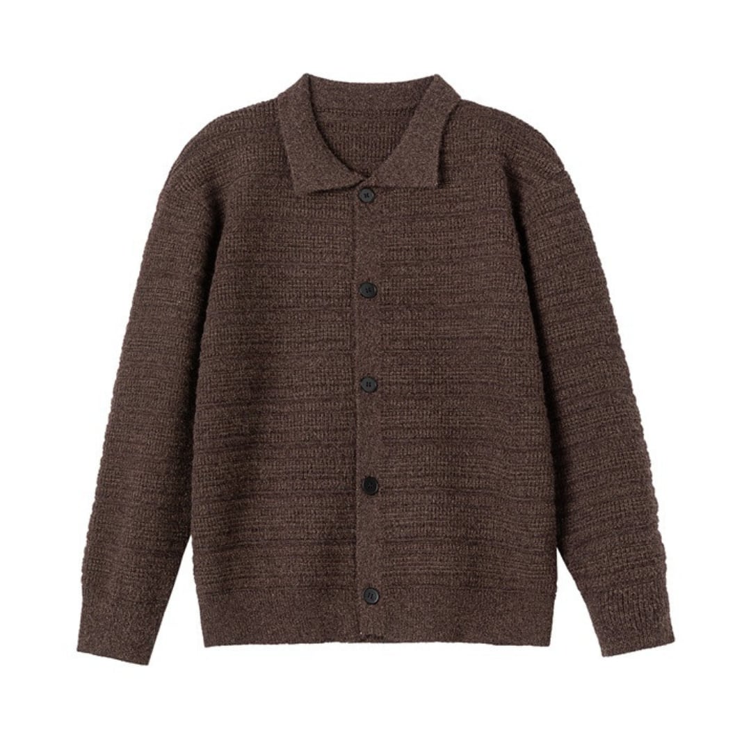 Jacquard knit shirt cardigan C040