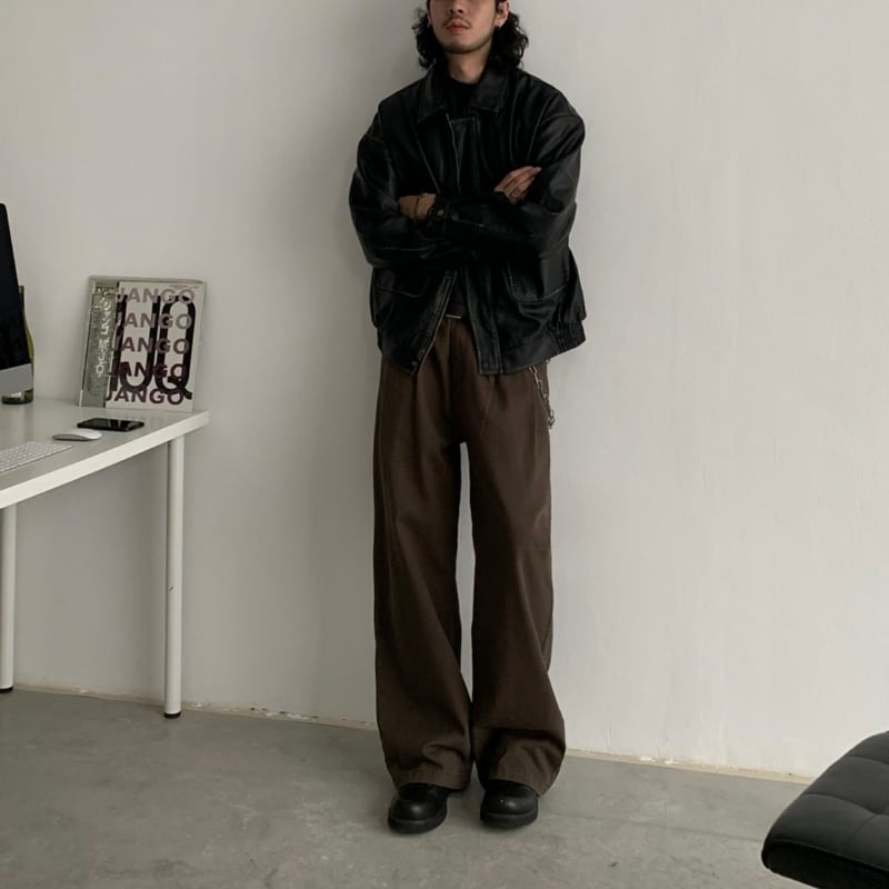 ウォッシュド ストレートワイドパンツ B604