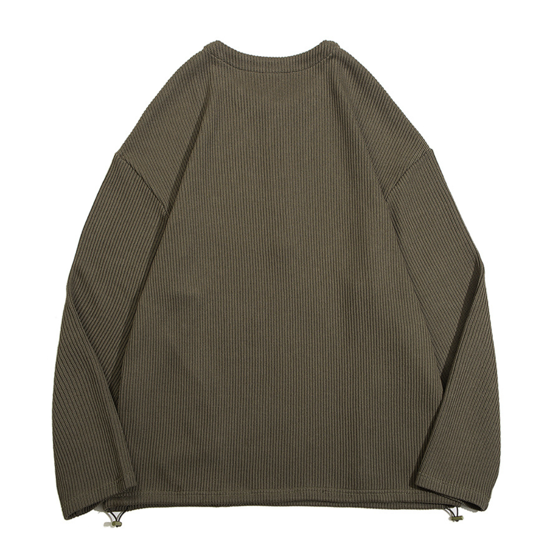 Rib knit half zip pullover N082
