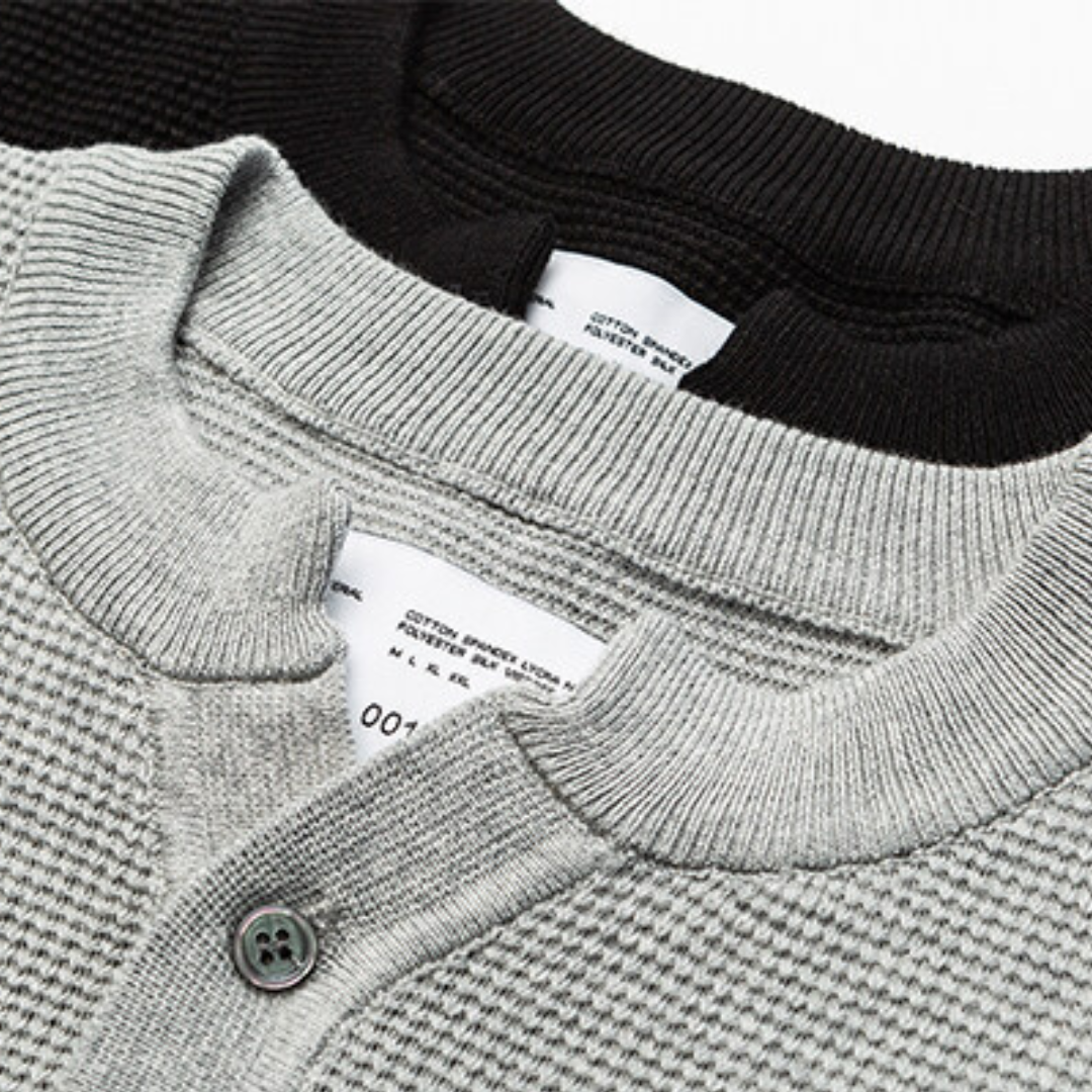 ワンボタンヘンリー ワッフル Tシャツ N501