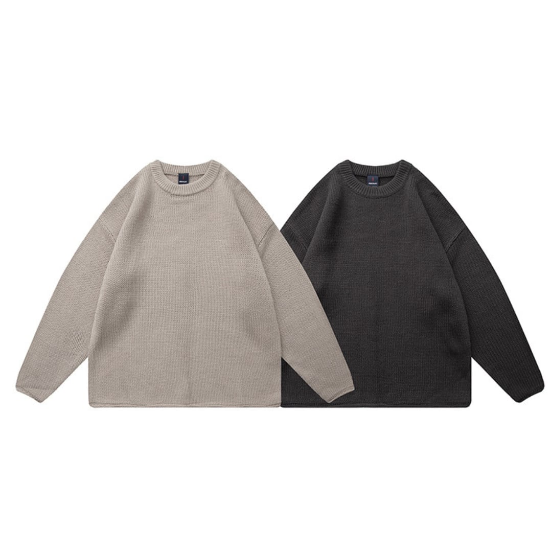 リブ編み ロールヘム 長袖ニット B555