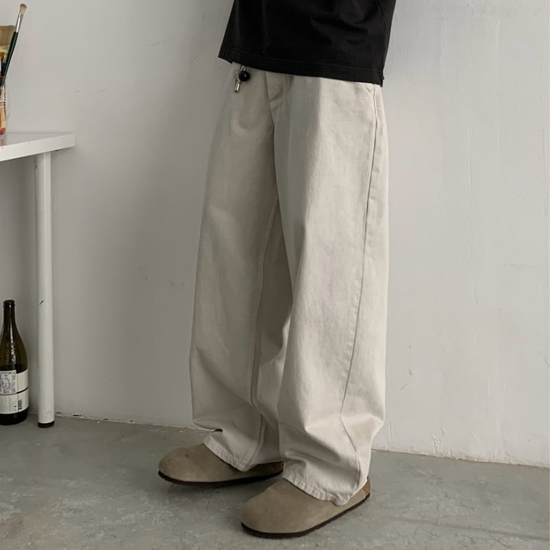 ウォッシュド ストレートワイドパンツ B608