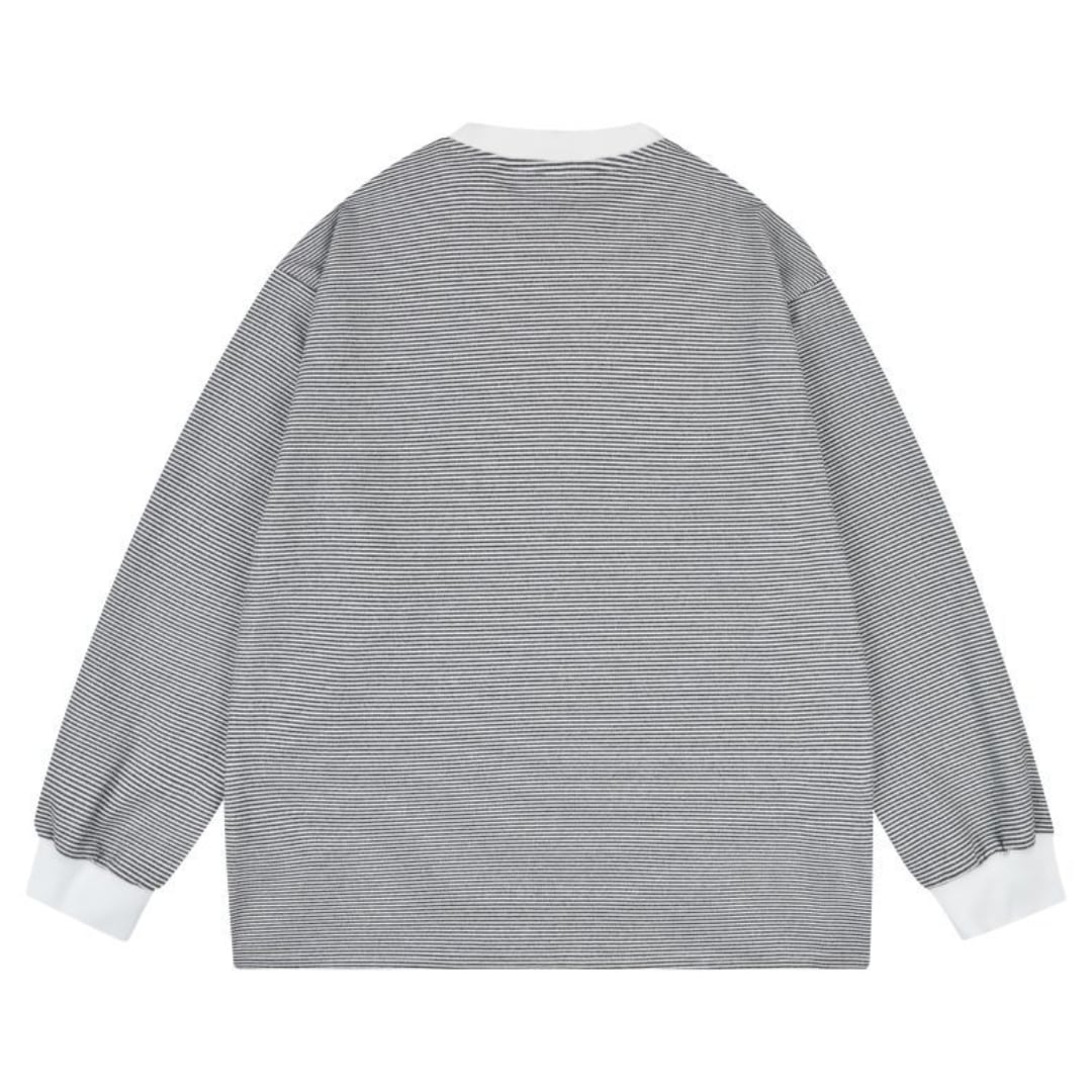 ミジンボーダー クルーネック長袖Tシャツ B956