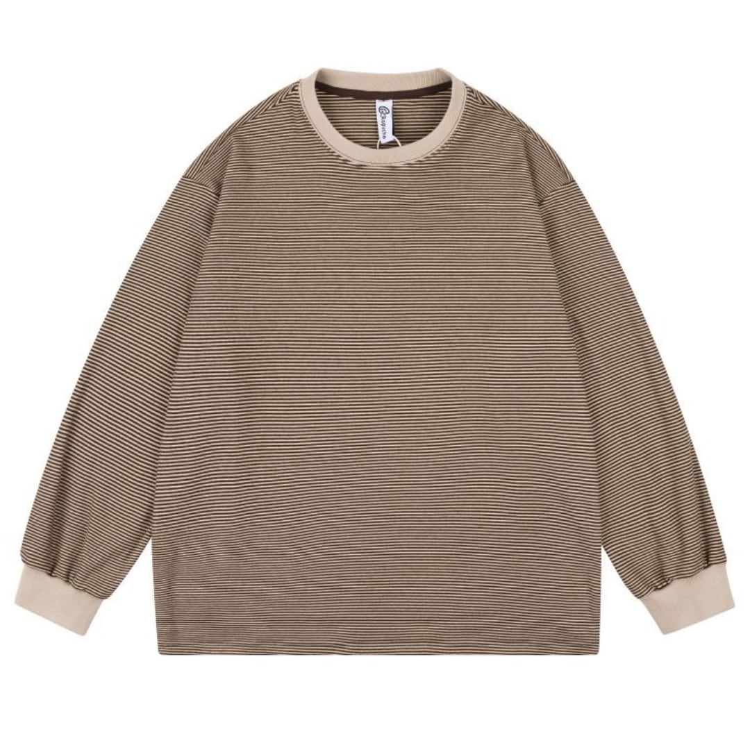 ミジンボーダー クルーネック長袖Tシャツ B956