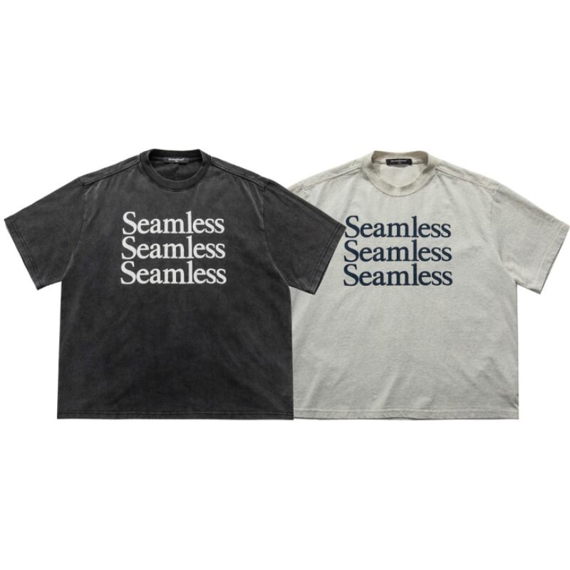 【Seamless】プリントウォッシュドTシャツ B400