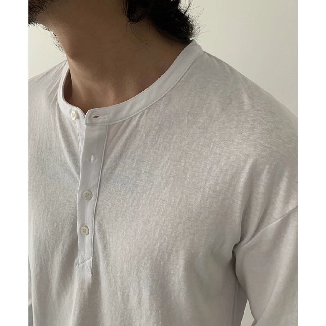 スラブコットン ヘンリーネック 長袖Tシャツ N658