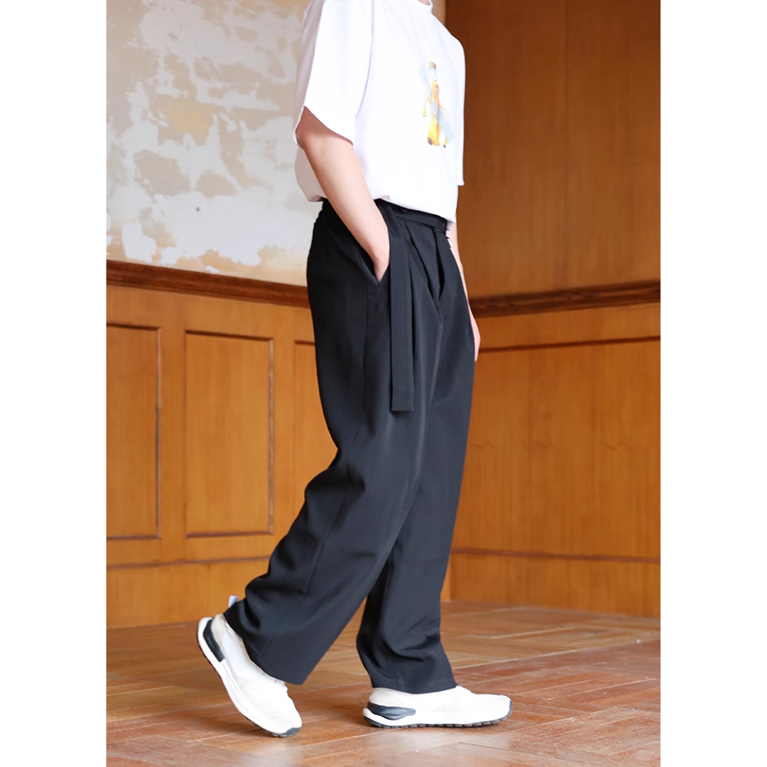 ポリエステル ベルテッド ワイドタックパンツ N298