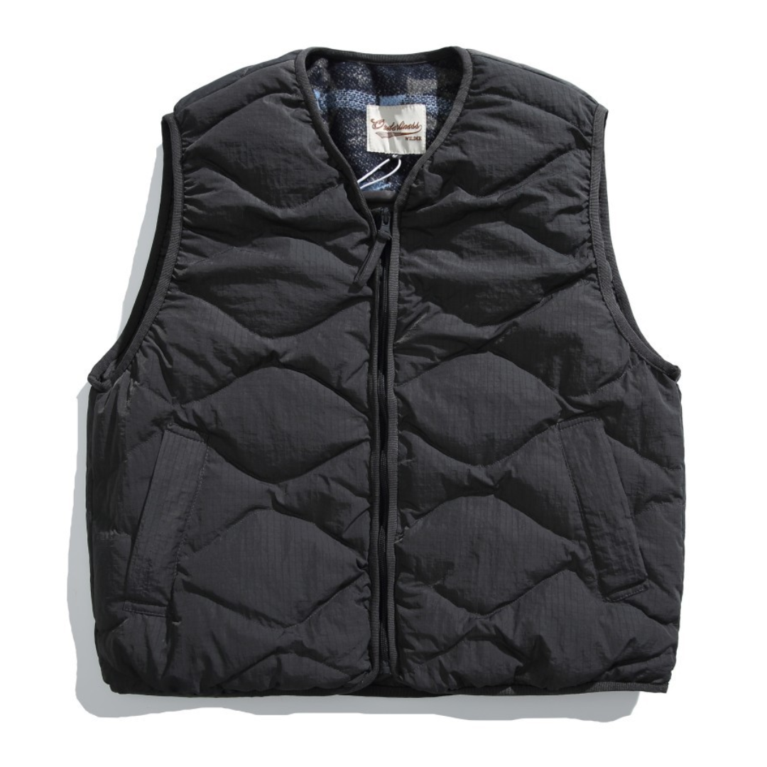 No-collar wave quilted vest N078