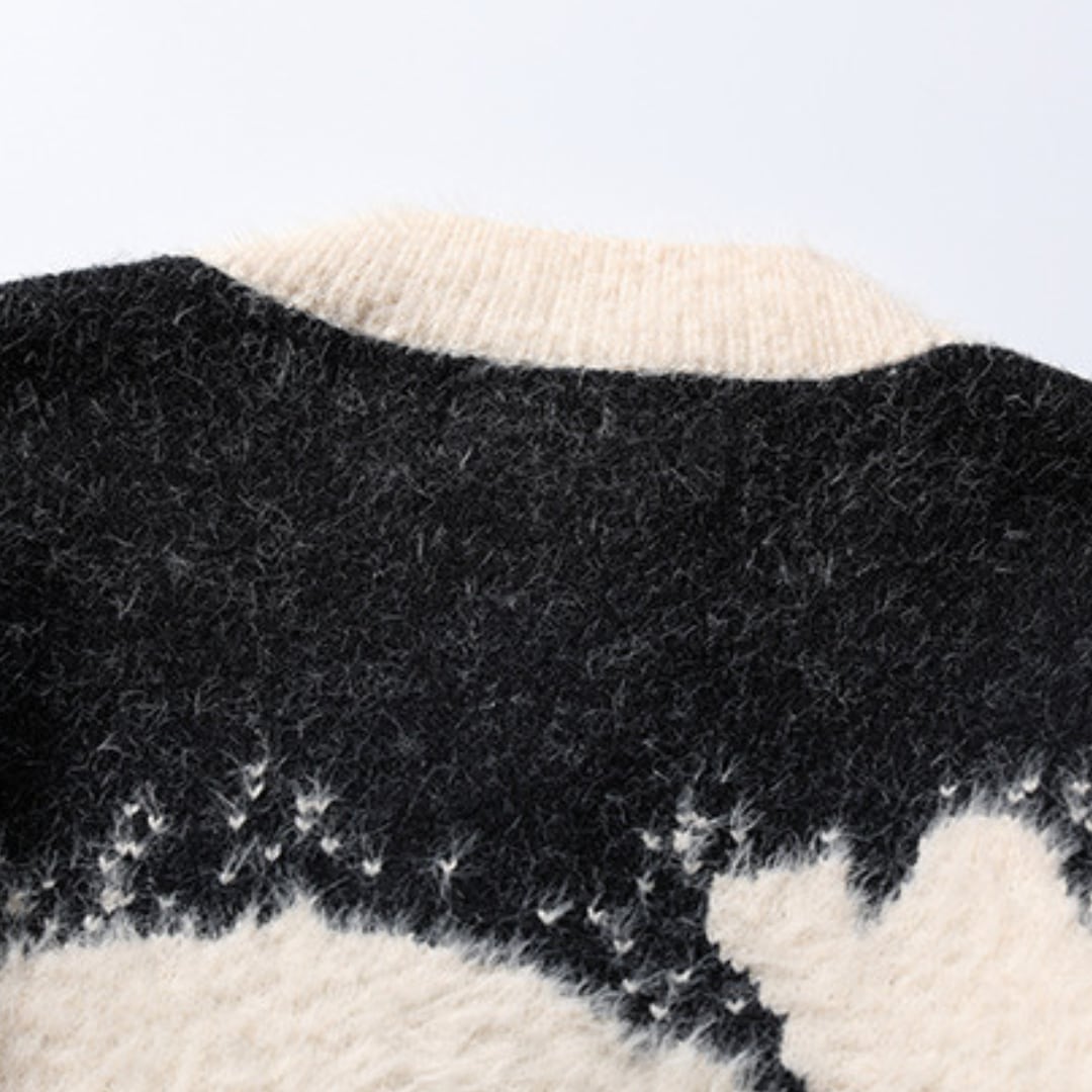Shaggy knit paint-like cardigan C034