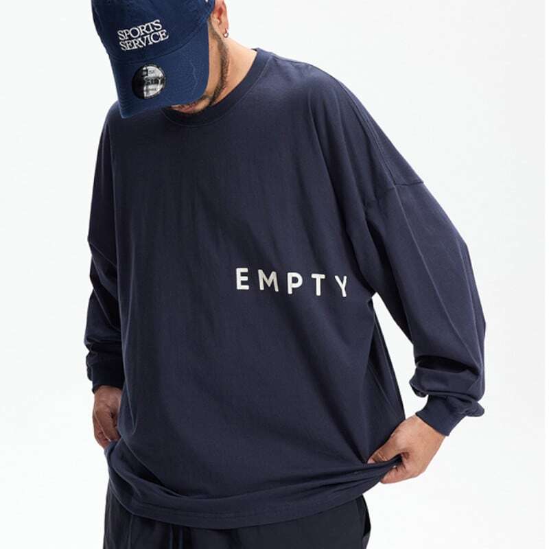 両面ロゴプリント コットン長袖Tシャツ B526