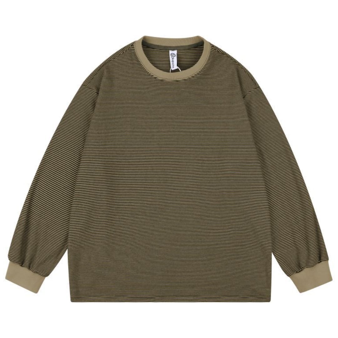 ミジンボーダー クルーネック長袖Tシャツ B956
