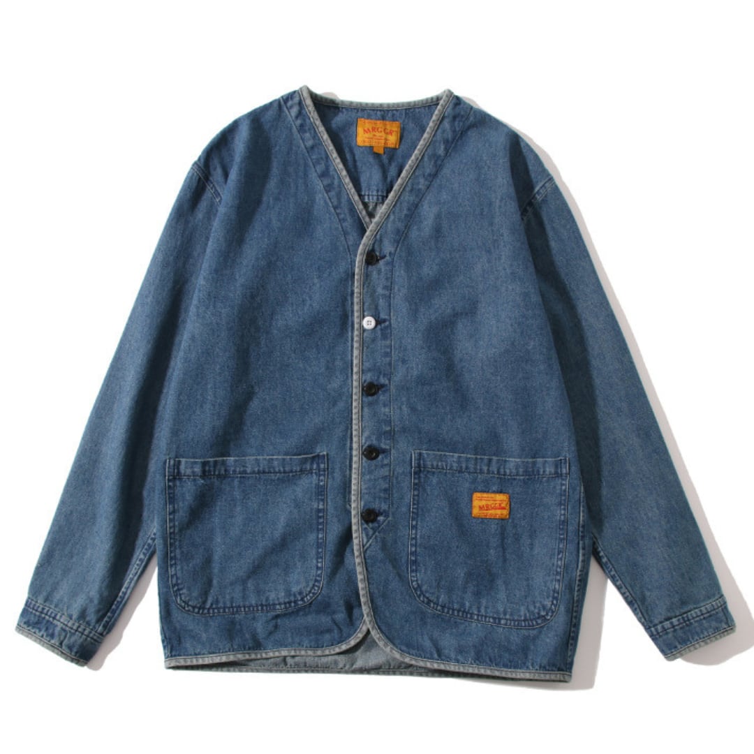 ノーカラー デニムカーディガン B684