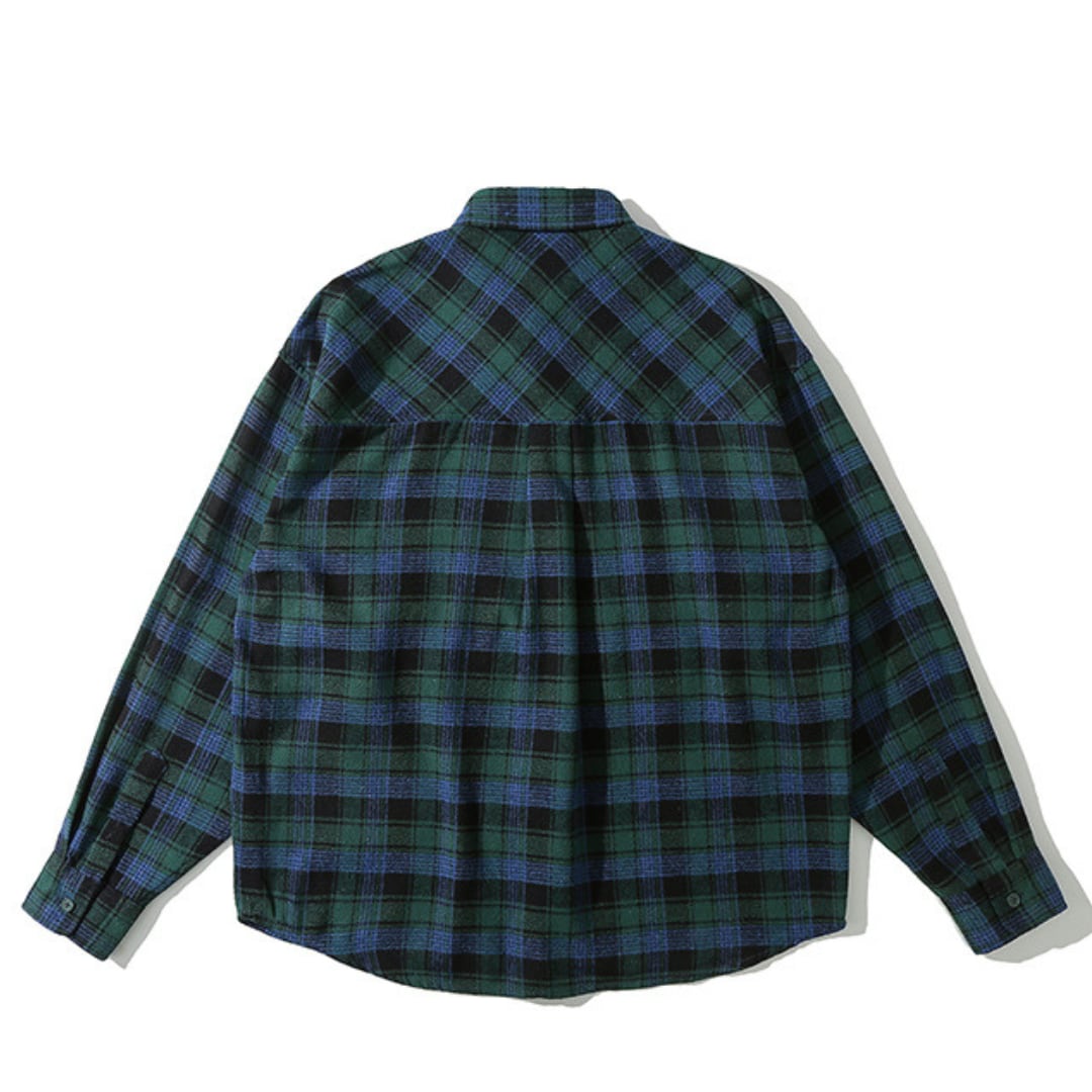 アシメトリーポケット ネルチェックシャツ C072