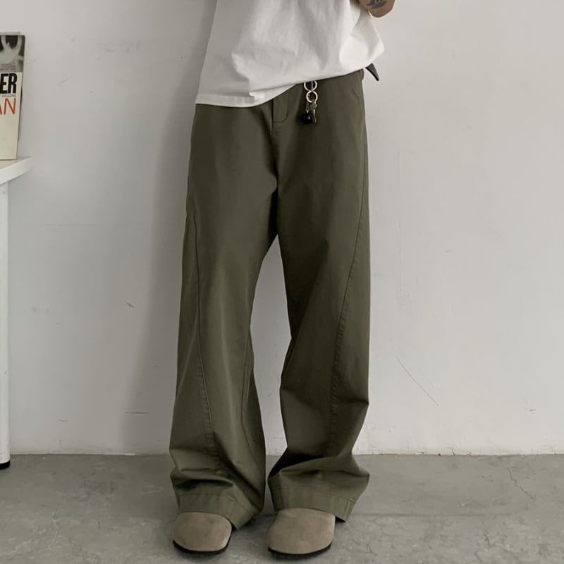 コンパクトツイル ワイドストレートパンツ B609