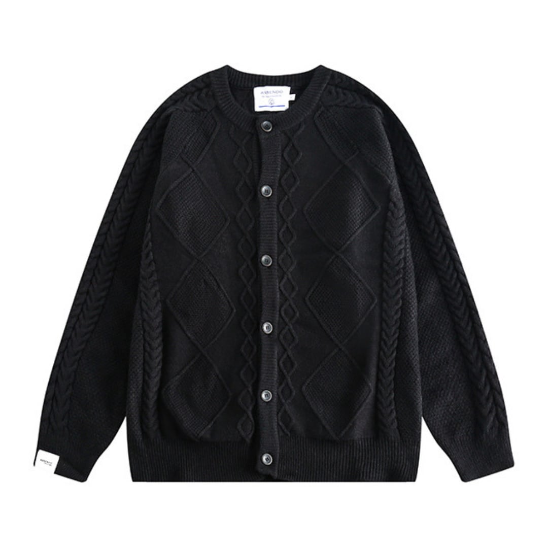 Cable knit crew cardigan B921