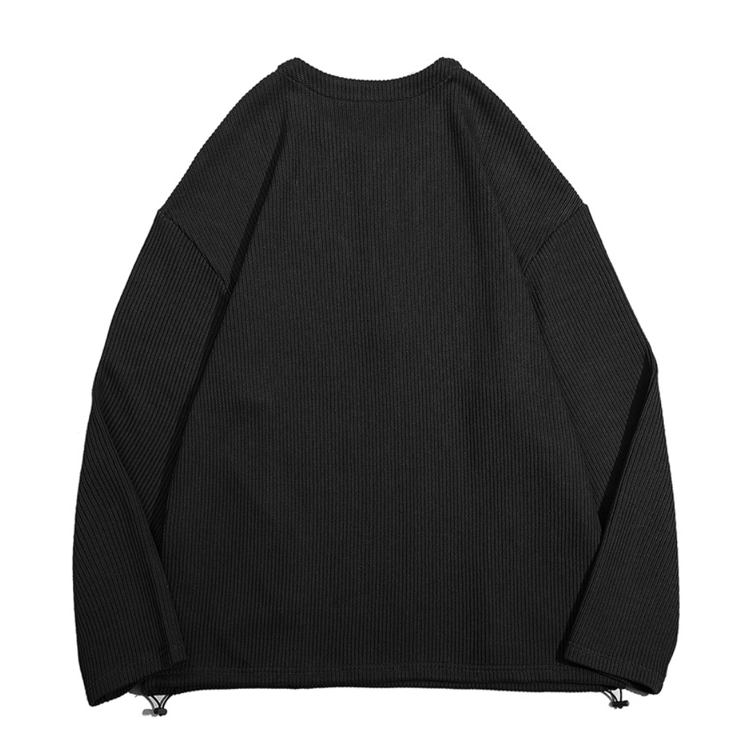 Rib knit half zip pullover N082