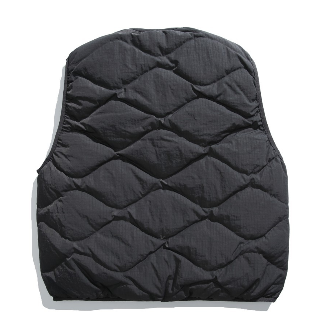 No-collar wave quilted vest N078
