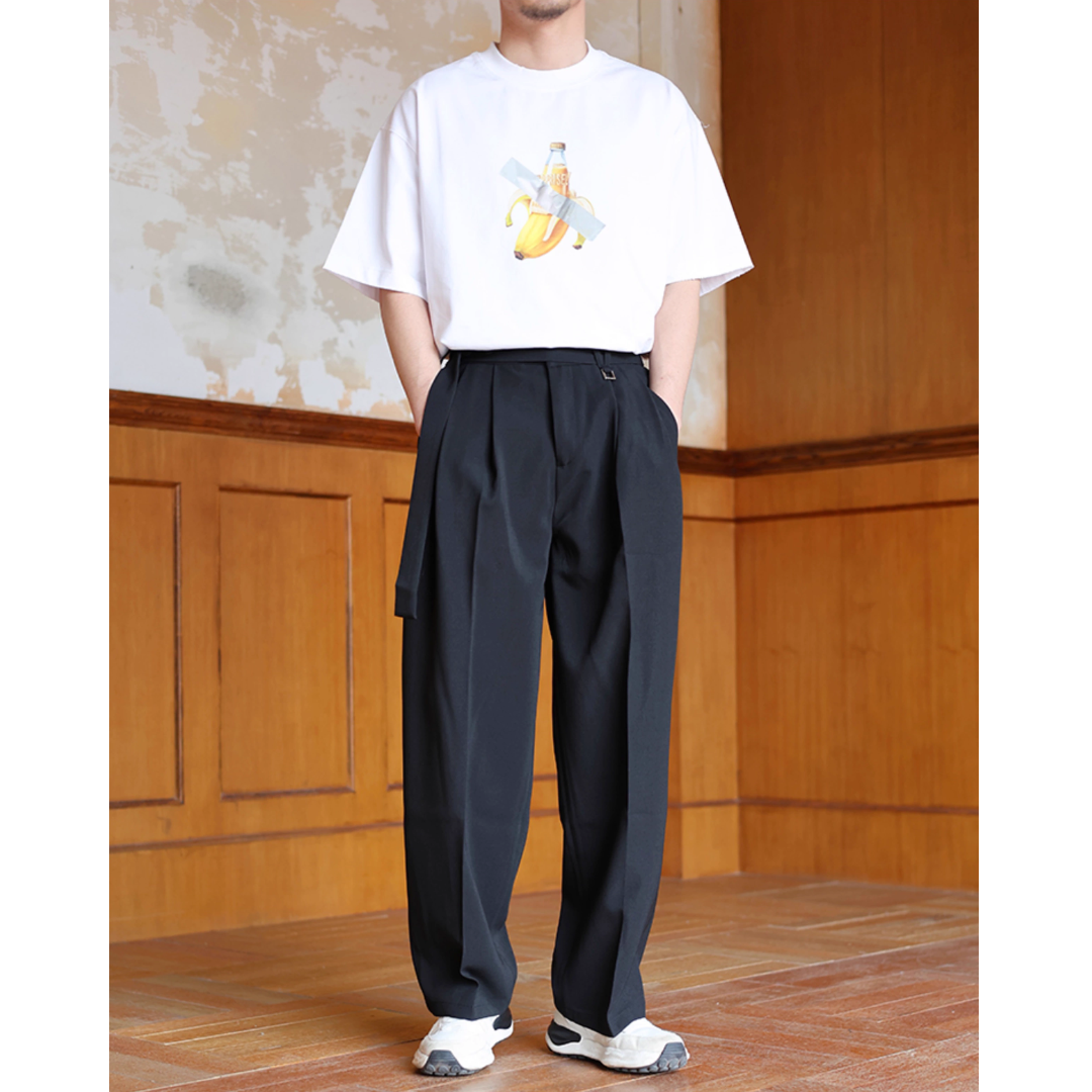 ポリエステル ベルテッド ワイドタックパンツ N298