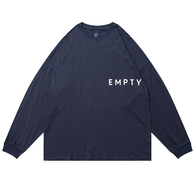両面ロゴプリント コットン長袖Tシャツ B526