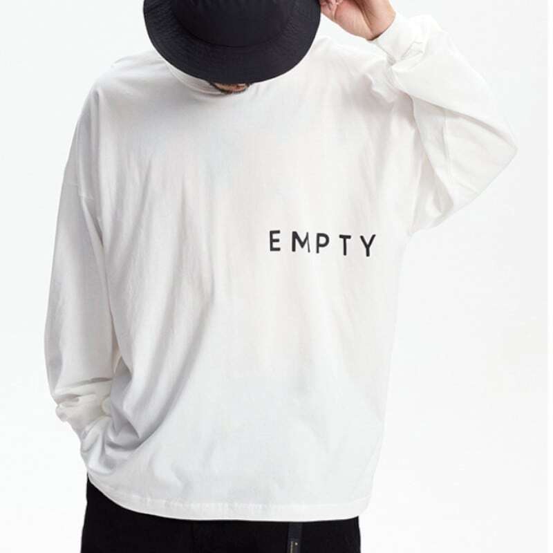 両面ロゴプリント コットン長袖Tシャツ B526