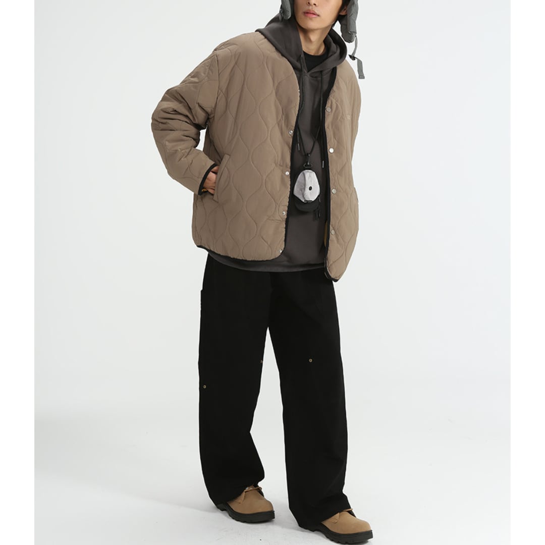 Wave quilt padded cardigan C065