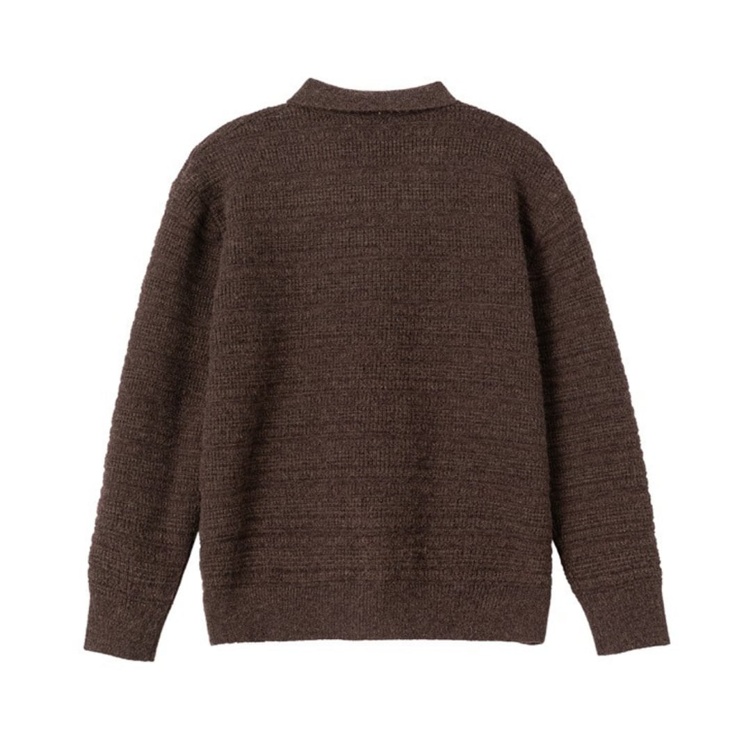 Jacquard knit shirt cardigan C040