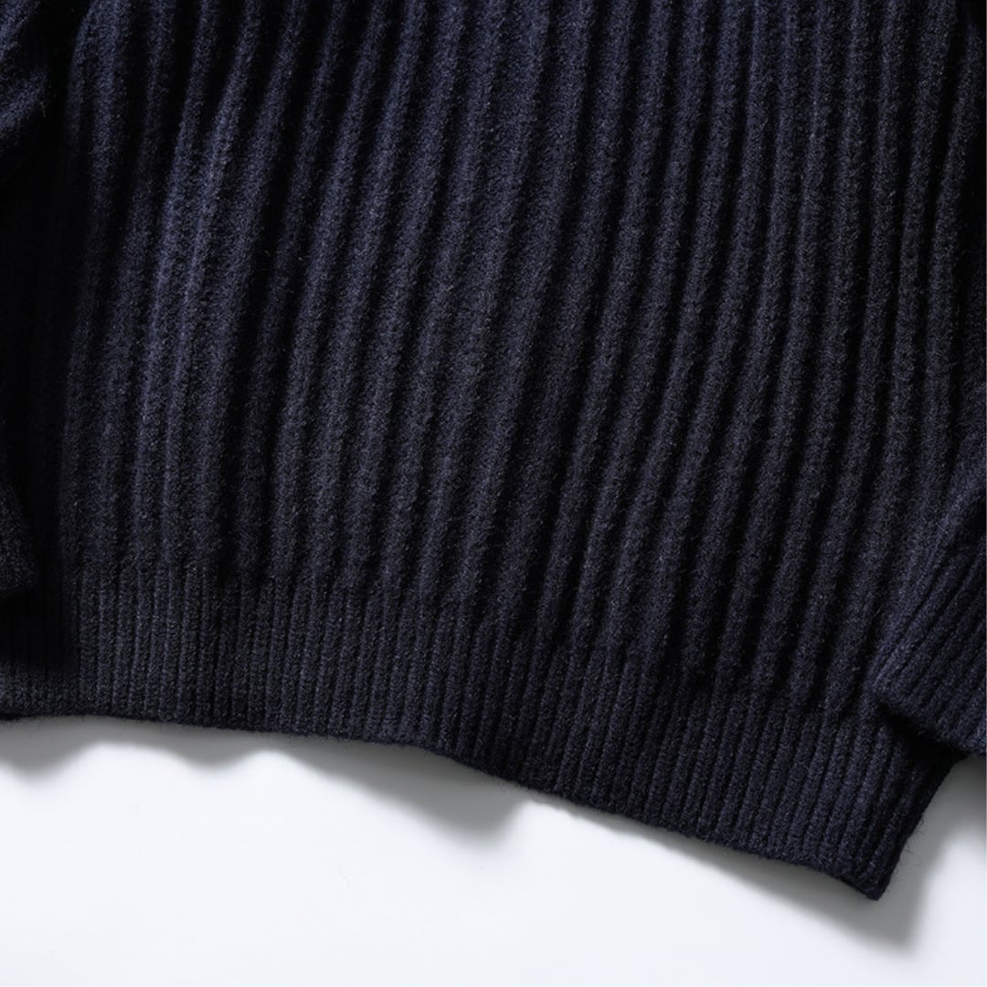 Ribbed crew neck cardigan B845