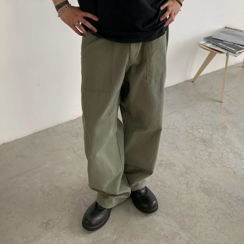 ウォッシュド ストレートブッシュパンツ B607
