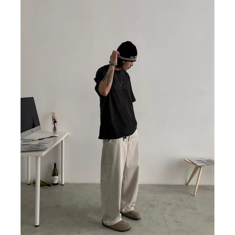 ウォッシュド ストレートワイドパンツ B608