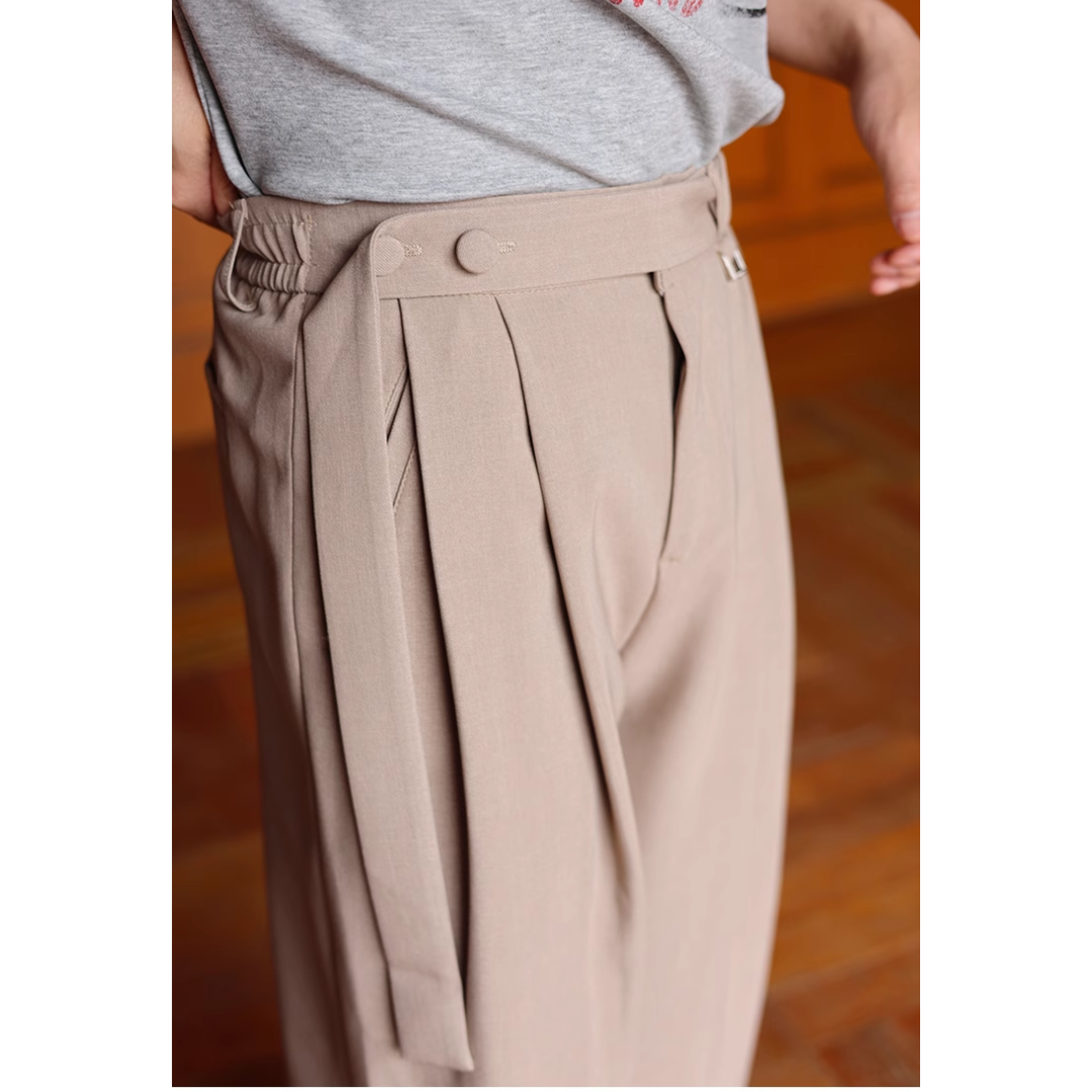 ポリエステル ベルテッド ワイドタックパンツ N298