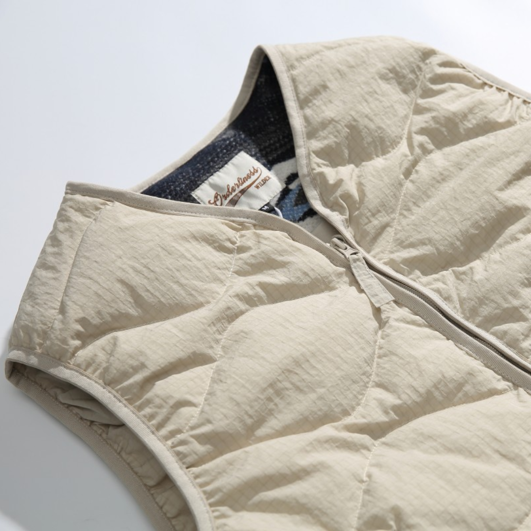 No-collar wave quilted vest N078