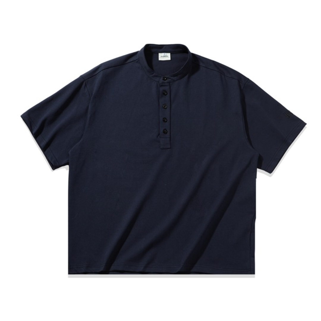 コットンポリエステル ヘンリーネック Tシャツ N446