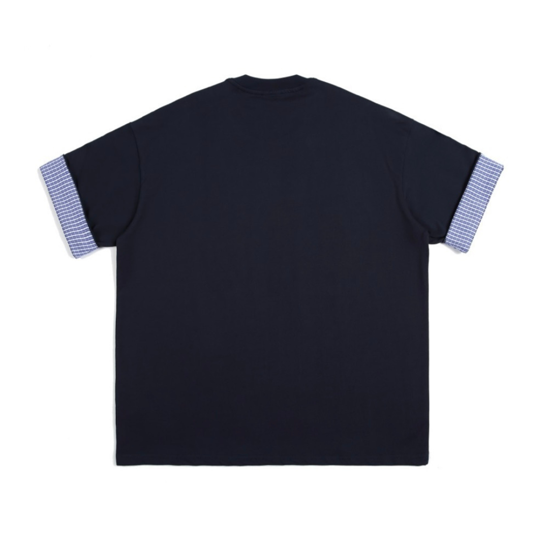 チェック ロールアップスリーブ Tシャツ N389
