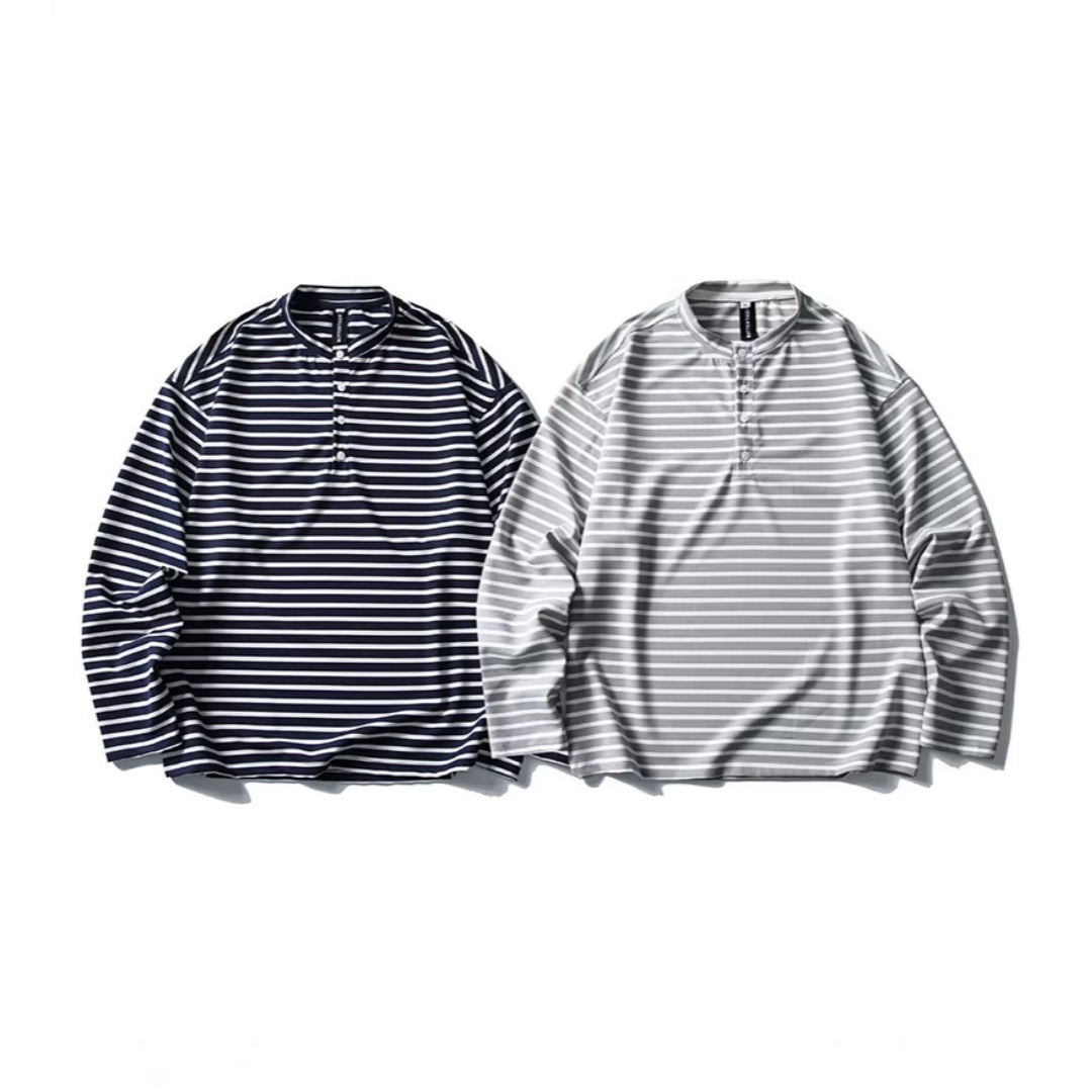 ストレッチナイロン ヘンリーネック長袖Tシャツ N1142