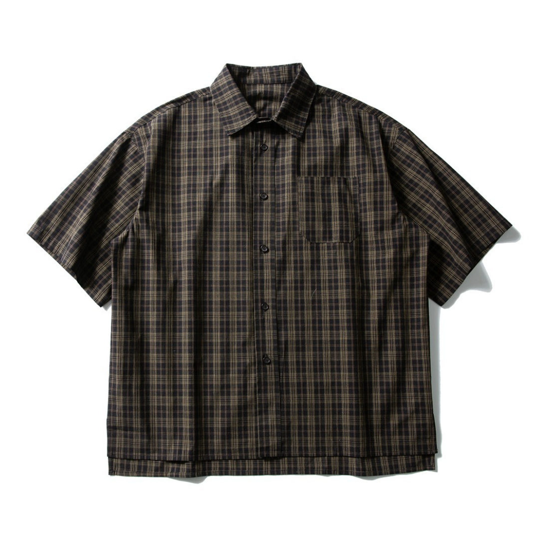 レトロチェック ポリエステル 半袖シャツ N438