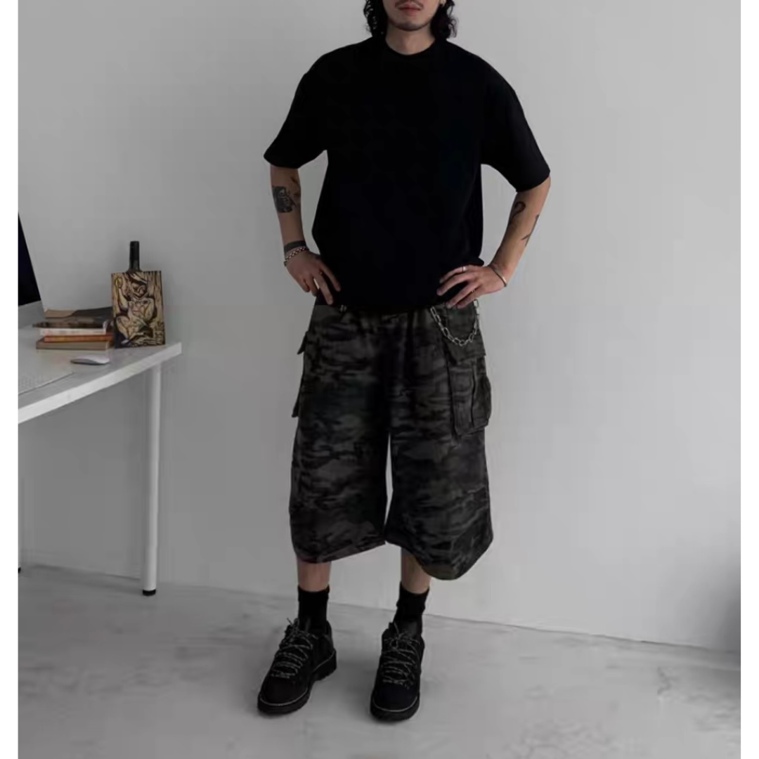 カモフラージュ ワイド クロップドパンツ N283