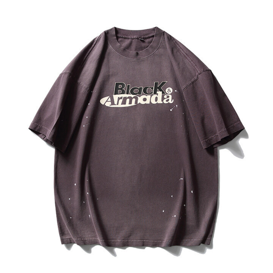 【Black Armada】ロゴプリント フェード&ペイント Tシャツ N246