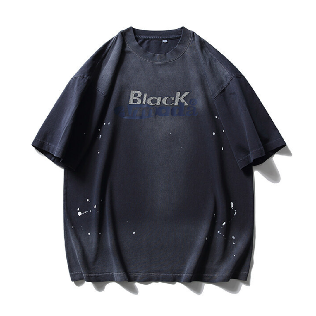 【Black Armada】ロゴプリント フェード&ペイント Tシャツ N246