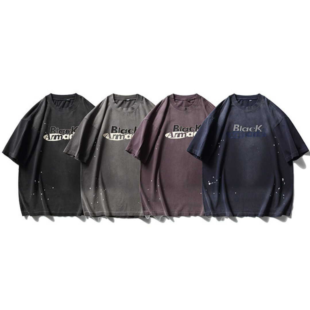 【Black Armada】ロゴプリント フェード&ペイント Tシャツ N246