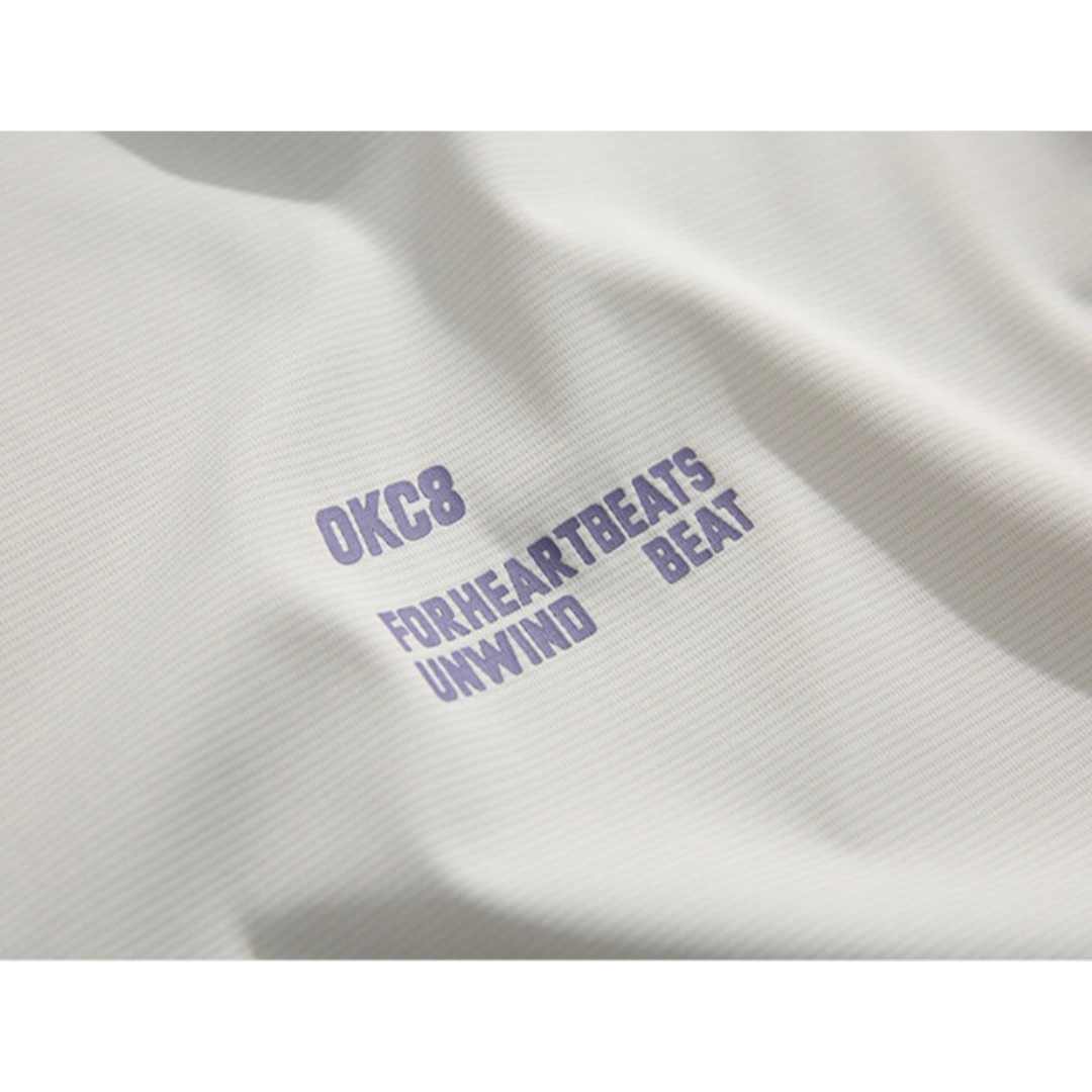 【OkC8】バックプリント ストレッチポリエステル Tシャツ N233