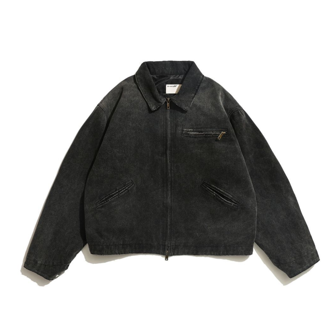 Sun-damaged hard canvas zip jacket N058
