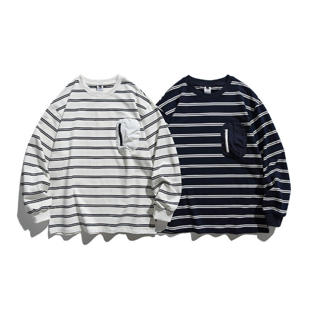 ユーティリティポケット ボーダー長袖Tシャツ N629