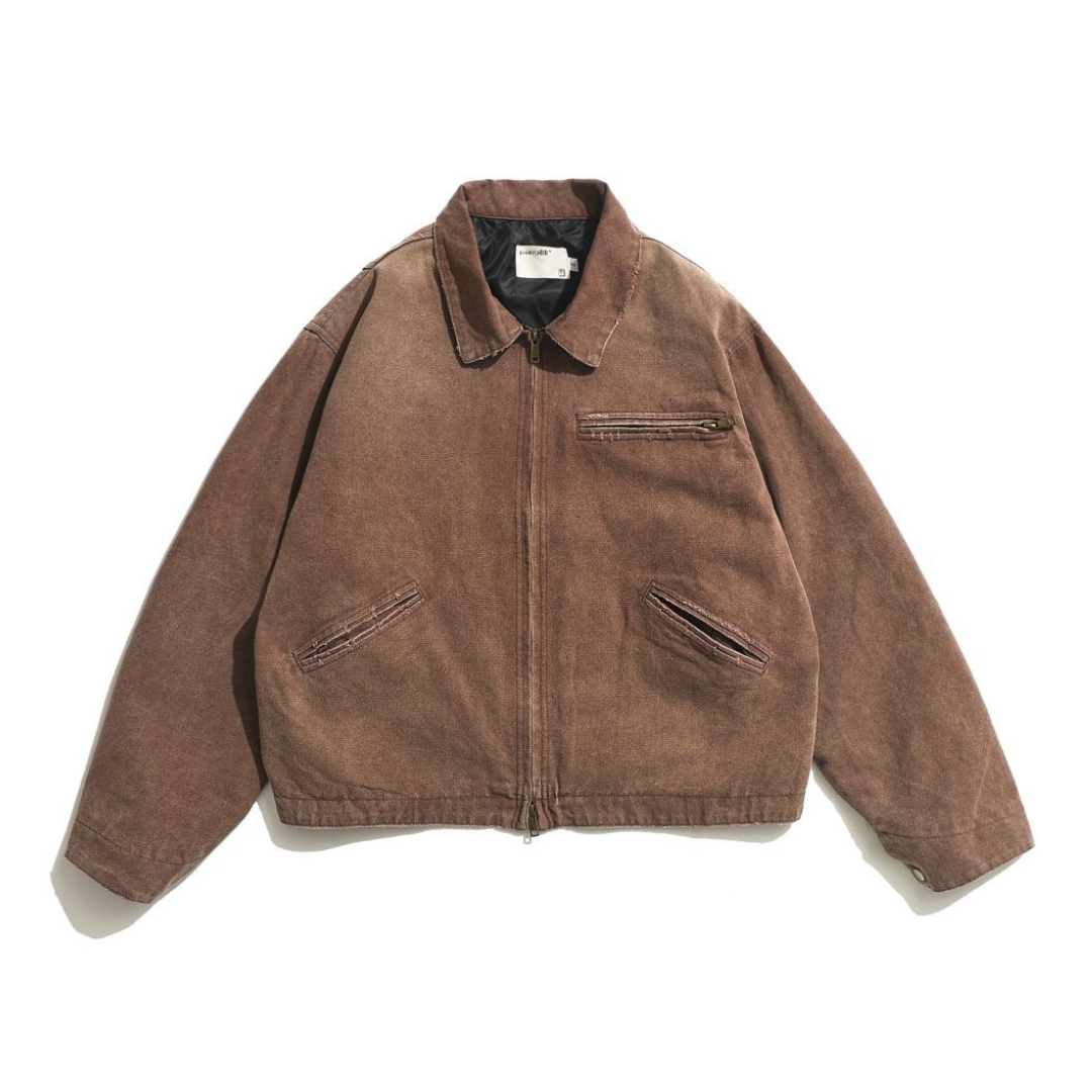 Sun-damaged hard canvas zip jacket N058