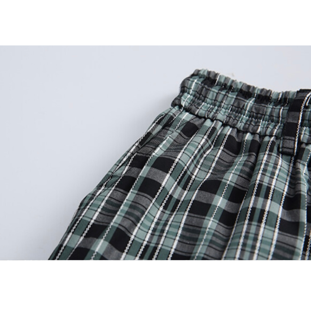 コットンチェック ワイド ショートパンツ N521