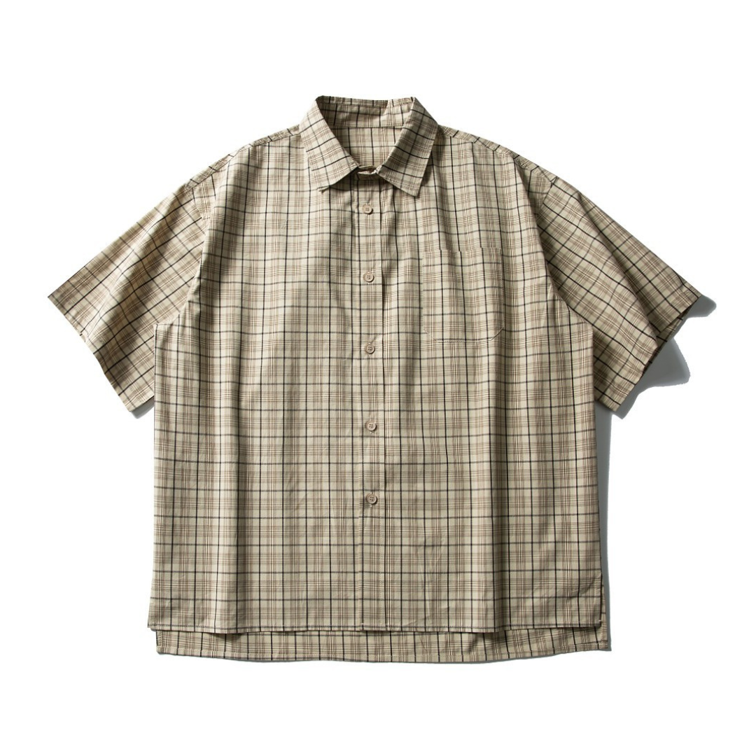 レトロチェック ポリエステル 半袖シャツ N438