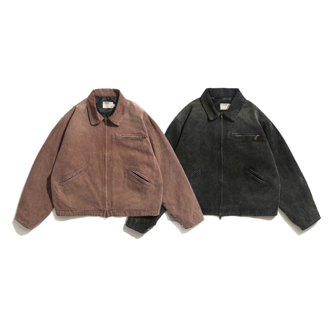 Sun-damaged hard canvas zip jacket N058
