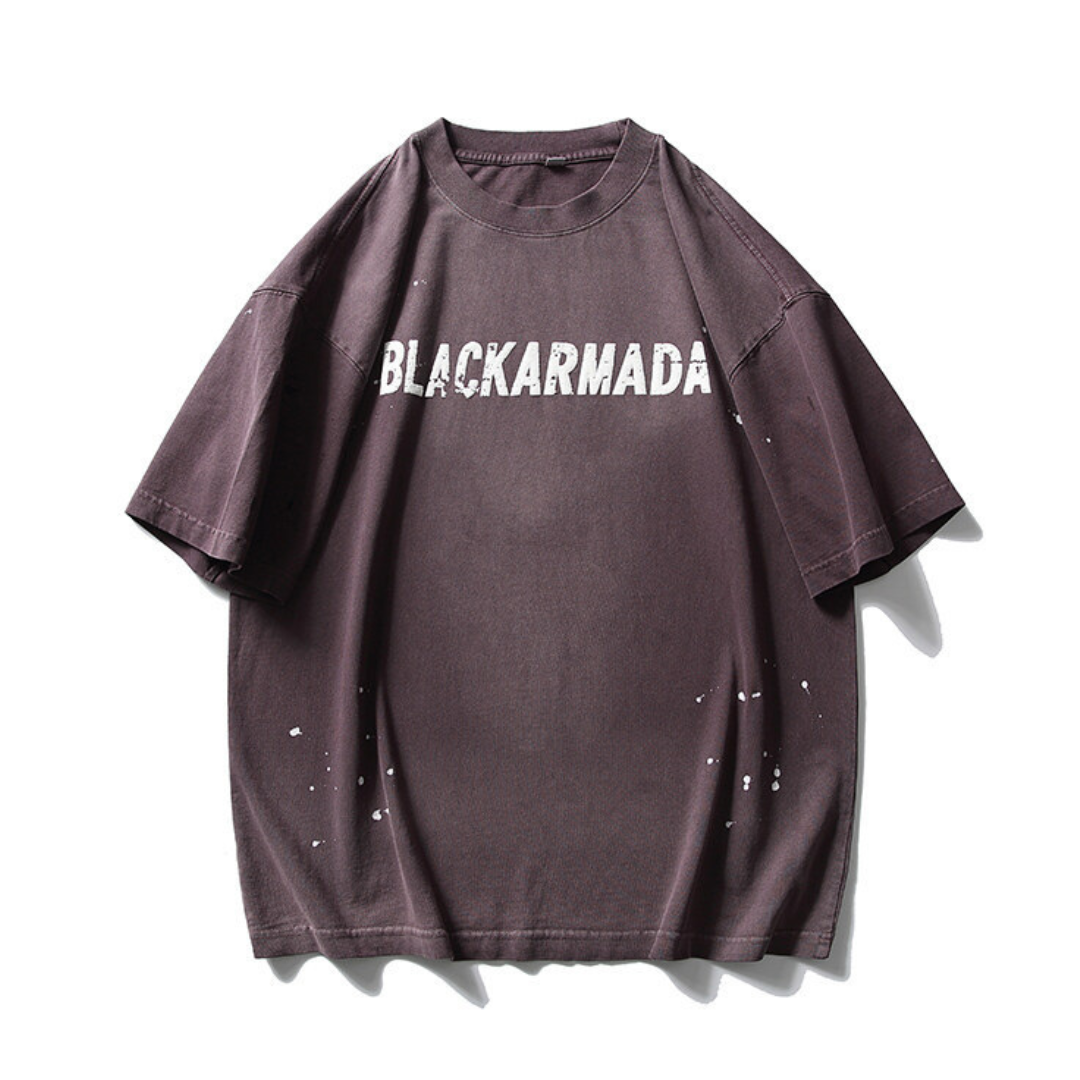 【BLACKARMADA】サンフェード ペイント プリントTシャツ N224
