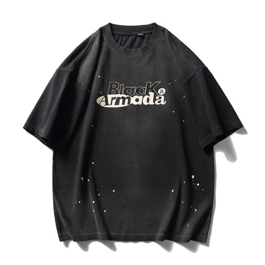 【Black Armada】ロゴプリント フェード&ペイント Tシャツ N246